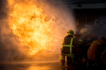 Firefighters training