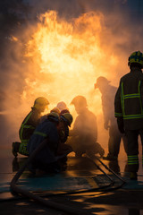 Obraz premium Firefighters training