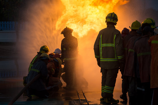 Firefighters training