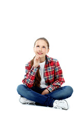Portrait of young girl isolated on a white