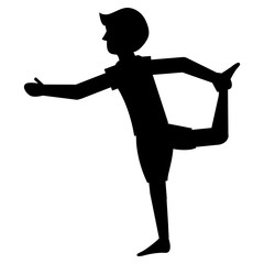 flat design man in yoga pose silhouette icon vector illustration