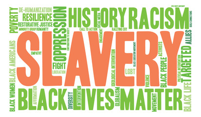 Naklejka premium Slavery Word Cloud on a white background. 