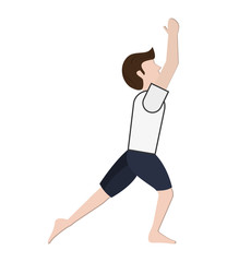 flat design man in yoga pose icon vector illustration