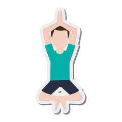 flat design man in yoga pose icon vector illustration