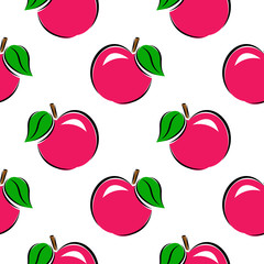 Seamless pattern. Apples on a white background.