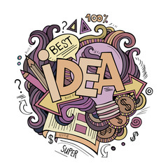 Obraz premium Idea hand lettering and doodles cartoon elements background