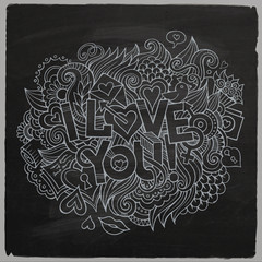 I Love You hand lettering and doodles elements