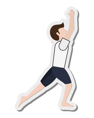flat design man in yoga pose icon vector illustration