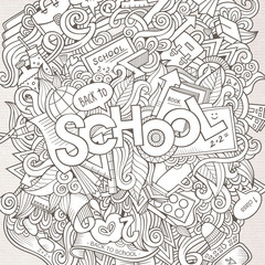 Cartoon sketchy hand-drawn Doodle on the subject of education