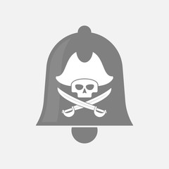 Isolated bell icon with a pirate skull