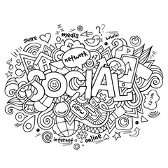Social hand lettering and doodles elements background