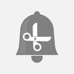 Isolated bell icon with a scissors