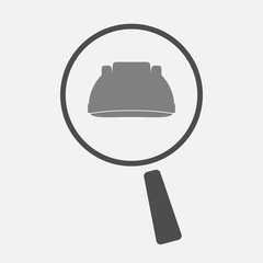 Isolated magnifier icon with a hand offering