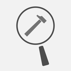 Isolated magnifier icon with a hand offering