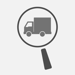 Isolated magnifier icon with a hand offering