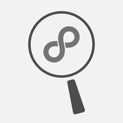 Isolated magnifier icon with a hand offering