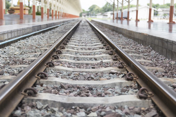 Fototapeta na wymiar platform and railroad at train station