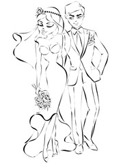 Happy bride and groom Wedding Day invitation