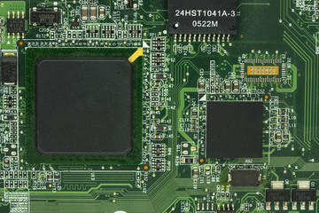 this is a green used mainboard texture background - can use to display or montage on product