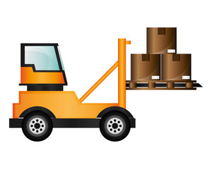 flat design forklift truck icon vector illustration