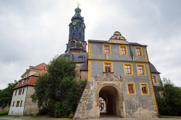 Weimar UNESCO castle schloss square tower front gate entrance view Thuringia Germany