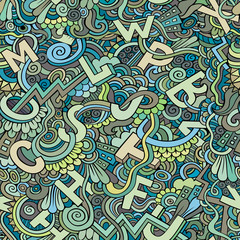 Letters abstract decorative doodles seamless pattern