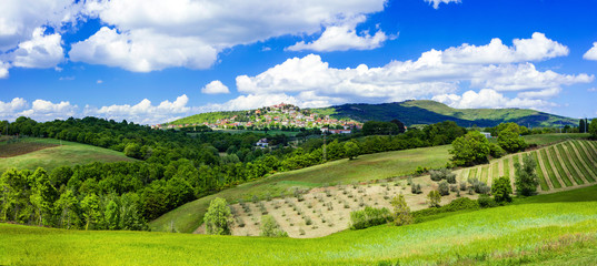 scenic landscapes and villages of Italy - Montegabbione in Umbria - obrazy, fototapety, plakaty