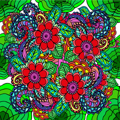 Abstract floral pattern background Doodle drawing