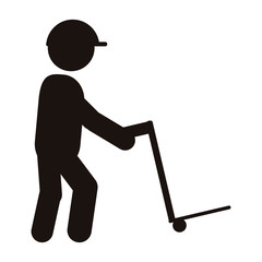 flat design person with cargo cart icon vector illustration