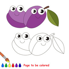 Plums cartoon. Page to be colored.