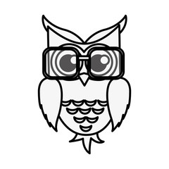flat design owl cartoon wearing glasses icon vector illustration