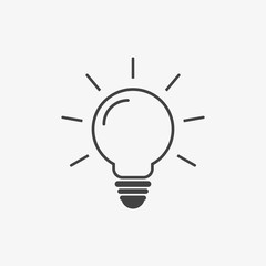 Vector gray bulb icon on the white background.