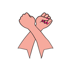 female fist hand finger gesture palm icon. Isolated and flat illustration. Vector graphic