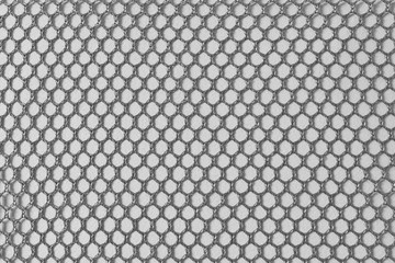 The nylon net texture background in back and white scene with the white background.The back and white texture of knitting net.