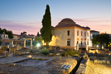 Obraz premium Church and remains of Roman Agora in Athens, Greece.