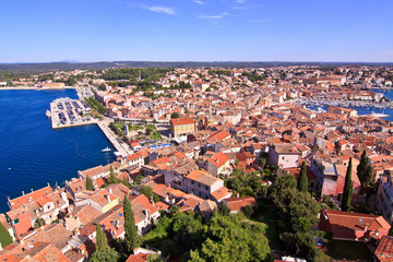 Typical Croatian architecture in the old city of Rovini on the m