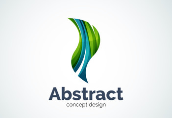 Abstract wave logo template, smooth motion concept