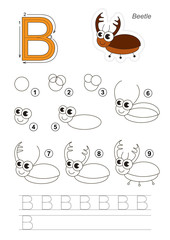 Drawing tutorial. Game for letter B. The Bug.