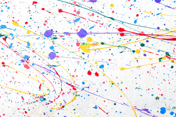 Fototapeta premium Color splash / Abstract colorful splash on white wall background.