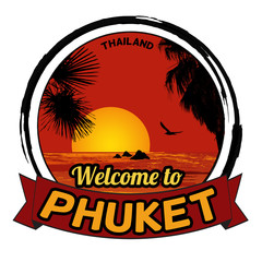 Fototapeta na wymiar Welcome to Phuket stamp