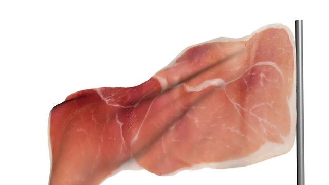 Ham slice like a flag, 3d animation