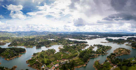 Fototapeta premium Panoramic view of Guatape Dam (Penol) - Colombia