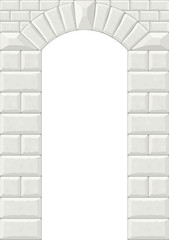 Fototapeta premium Arch in the wall of white cut stone and travertine marble for a window or door in the classic style