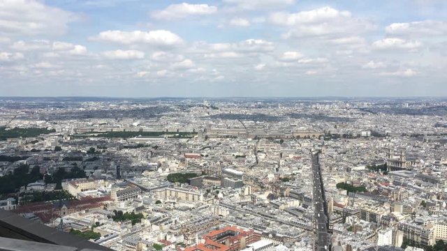 Paris Panoramic View From Top Of Montparnasse Tower, Pan 4k. The Montparnasse Tower Panoramic Observation Deck has the most beautiful view of Paris.