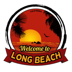 Fototapeta na wymiar Welcome to Long Beach stamp