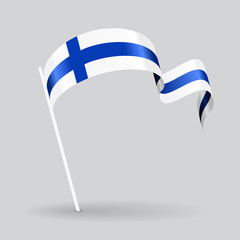 Fototapeta premium Finnish wavy flag. Vector illustration.