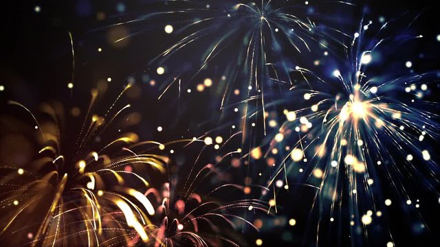  Fireworks New Years Eve. Slow motion. 