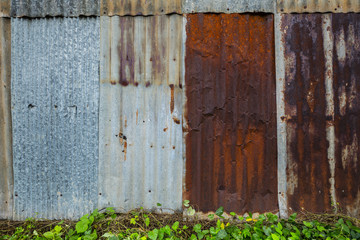 Old rusty zinc sheet wall, rusty zinc barn wall