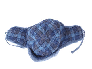 fur hat ear flaps on the white background
