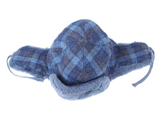 fur hat ear flaps on the white background